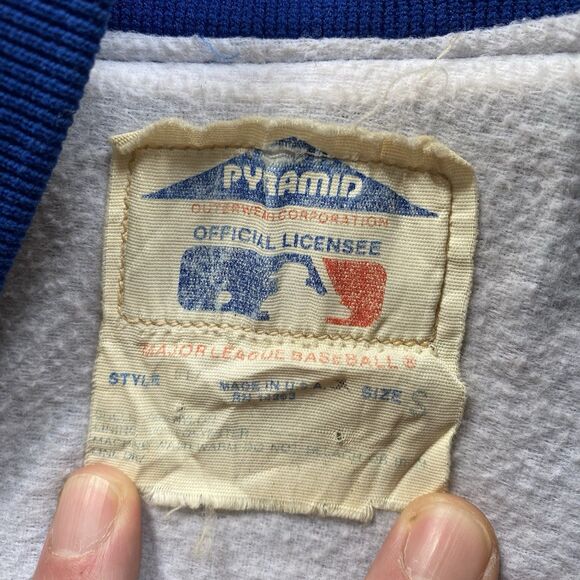 Vintage Milwaukee Brewers Pyramid Satin Jacket Small Blue Yellow Glove Logo 70s - Picture 4 of 11